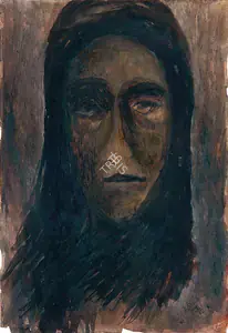 Tagore, Rabindranath (Artist). Face, mid 1930s | Painting