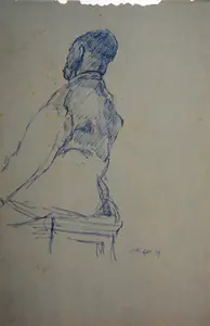 Paniker, K.C.S. (Artist). Seated Man, 1954 | Drawing