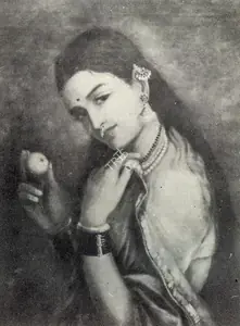 Varma, Raja Ravi (Artist). A Woman holding a Fruit, 1980s | Painting