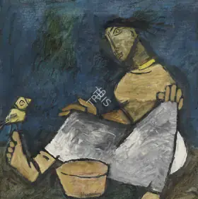 Husain, M.F. (Artist). Untitled (Woman at Work), c.1958 | Painting