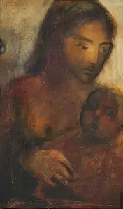 Singh, Sardar Gurcharan (Artist). Mother and Child, 1998 | Painting