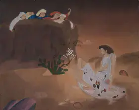Chughtai, M.A.R. (Artist). Majnu being Stoned, n.d. | Painting
