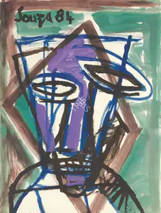 Souza, F.N. (Artist). Untitled (Head), 1984 | Painting