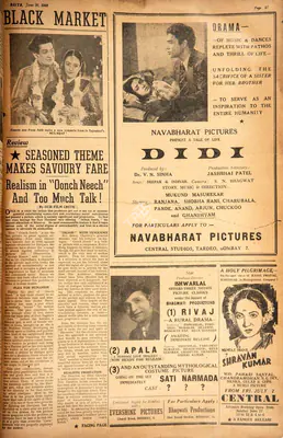 Realism in "Oonch Neech" and Too Much Talk !. In <i>Blitz - Asia's Foremost News Magazine.</i> p. 27. Bombay: R.K. Karanjia, 26 June 1948 | Film Review | CinemaEducation | 00143654