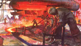 Langhammer, Walter (Artist). Steel Worker, 1944 | Painting