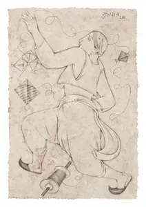 Gujral, Satish (Artist). Untitled (Flying Kites), 2000 | Drawing