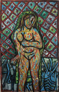 Souza, F.N. (Artist). Untitled (Veiled Nude), 1964 | Painting