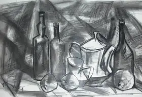 Adimoolam, K.M. (Artist). Jugs, Bottles And Fruits - I, 2004 | Drawing