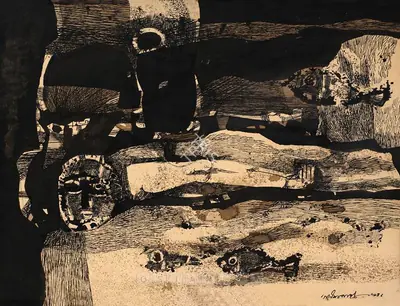 Pyne, Ganesh (Artist). Fossil Man, 1964 | Drawing