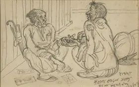 Bose, Nandalal (Artist). The Fortune Teller, 1939 | Drawing