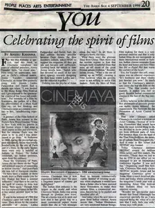 Khanna, Anshu (Reporter). Celebrating the spirit of films, 04 September 1998 | Newspaper Clipping | 00850875