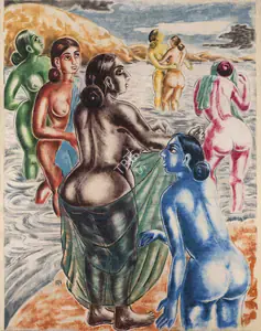 Ara, K.H. (Artist). Bathers, n.d. | Painting