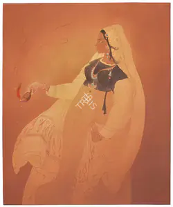 Chughtai, M.A.R. (Artist). Untitled (Moths to a Flame), n.d. | Painting