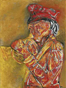 Khanna, Krishen (Artist). Bugle Blower at a Festival, n.d. | Painting