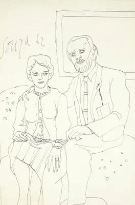 Souza, F.N. (Artist). Portrait of Oswald and Margaret Jones, 1962 | Drawing