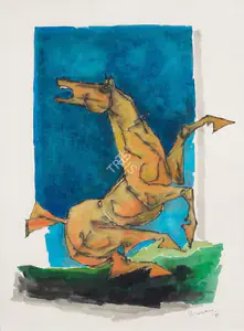 Husain, M.F. (Artist). Untitled (Horse), 1981 | Painting