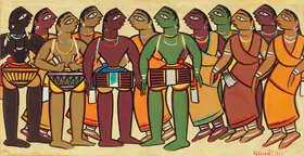 Roy, Jamini (Artist). Untitled (Musicians and Dancers), n.d. | Painting