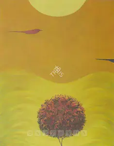 Swaminathan, J. (Artist). Mountain, Tree And Bird Series, n.d. | Painting