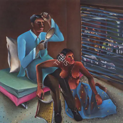 Khakhar, Bhupen P. (Artist). Blind Man Looks in the Mirror and has Relations with Wanton Woman, 1983 | Painting