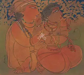 Bandopadhyay, Ramananda (Artist). Untitled (Lovers), 1997 | Painting