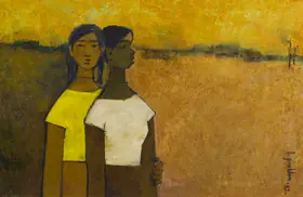 Prabha, B. (Artist). Untitled (Two Girls), 1959 | Painting