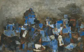 Husain, M.F. (Artist). Untitled (Cityscape), 1963 | Painting