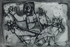 Narayan, Badri (Artist). Fowl Seller, 1965 | Painting