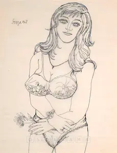 Souza, F.N. (Artist). Woman, 1968 | Drawing