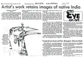 Clurman, Irene (Writer). Artist's Worl Retains Images Of Native India, 19 October 1979 | Newspaper clipping | 00635224
