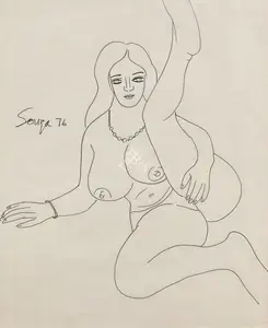 Souza, F.N. (Artist). Untitled (Woman), 1976 | Drawing
