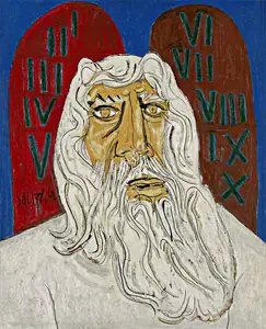 Souza, F.N. (Artist). Moses and Ten Commandments, 1964 | Painting