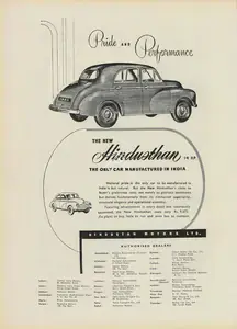 Hindustan Motors (Advertiser). Pride… Performance, 1950 | Advertisement