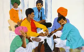 Kapoor, Madhoor (Artist). Sidewalk, 1987 | Painting