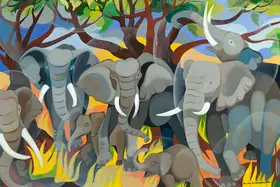 Senanayake, Senaka (Artist). Untitled (Elephants), 1992 | Painting