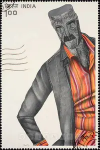 Chaturvedi, P.N. (Artist). Anthropomorphic Stamp, 2008 | Painting