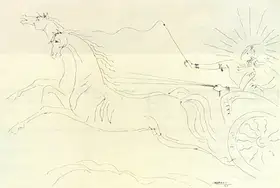 Hebbar, K.K. (Artist). Krishna, The Charioteer, 1975 | Drawing