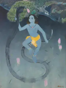 Bendre, N.S. (Artist). Untitled (Krishna on Kaliya), 1991 | Painting