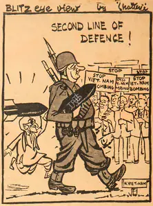 Chatterjee, Basu (Cartoonist). Second Line of Defence !, 1966 | Cartoons