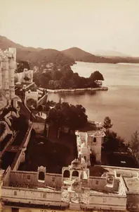 Dayal, Lala Deen (Photographer), Lake view from the palace looking south Odeypur, c.1890 | Antiquarian Photograph