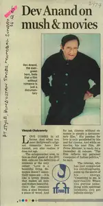Chakravorty, Vinayak (Reporter). Dev Anand On Mucsh & Movies, 04 December 2005 | Newspaper Clipping | 00851228