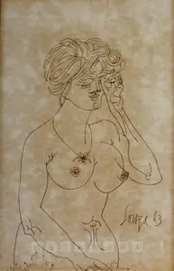 Souza, F.N. (Artist). Female Nude, 1963 | Drawing