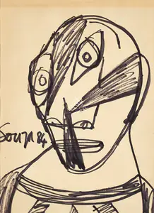 Souza, F.N. (Artist). Untitled (Head), 1984 | Drawing