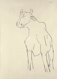 Mehta, Tyeb (Artist). Bull, 1986 | Drawing