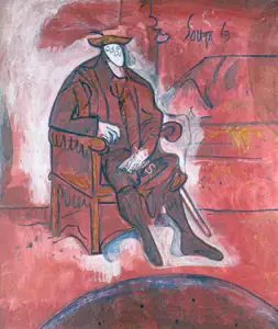 Souza, F.N. (Artist). Seated Man in Red (after Titian), 1963 | Painting