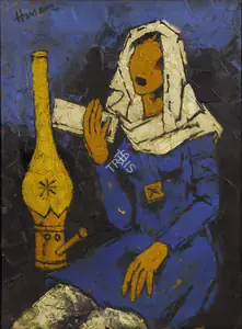 Husain, M.F. (Artist). Woman with Lamp, n.d. | Painting