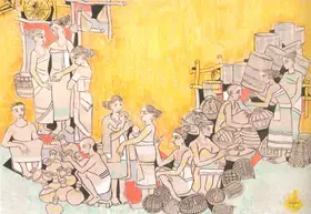 Smart, Vasudeo (Artist). Assam Market, 1968 | Painting