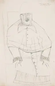 Souza, F.N. (Artist). Untitled (Pope Innocent X after Velazquez), 1955 | Drawing