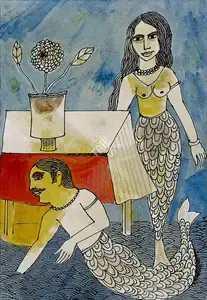 Narayan, Badri (Artist). Mermaid and Mermon, 2007 | Painting