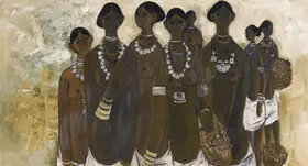 Prabha, B. (Artist). Untitled (Adivasi Girls), 1969 | Painting