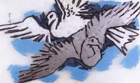 Husain, M.F. (Artist). Doves, n.d. | Drawing